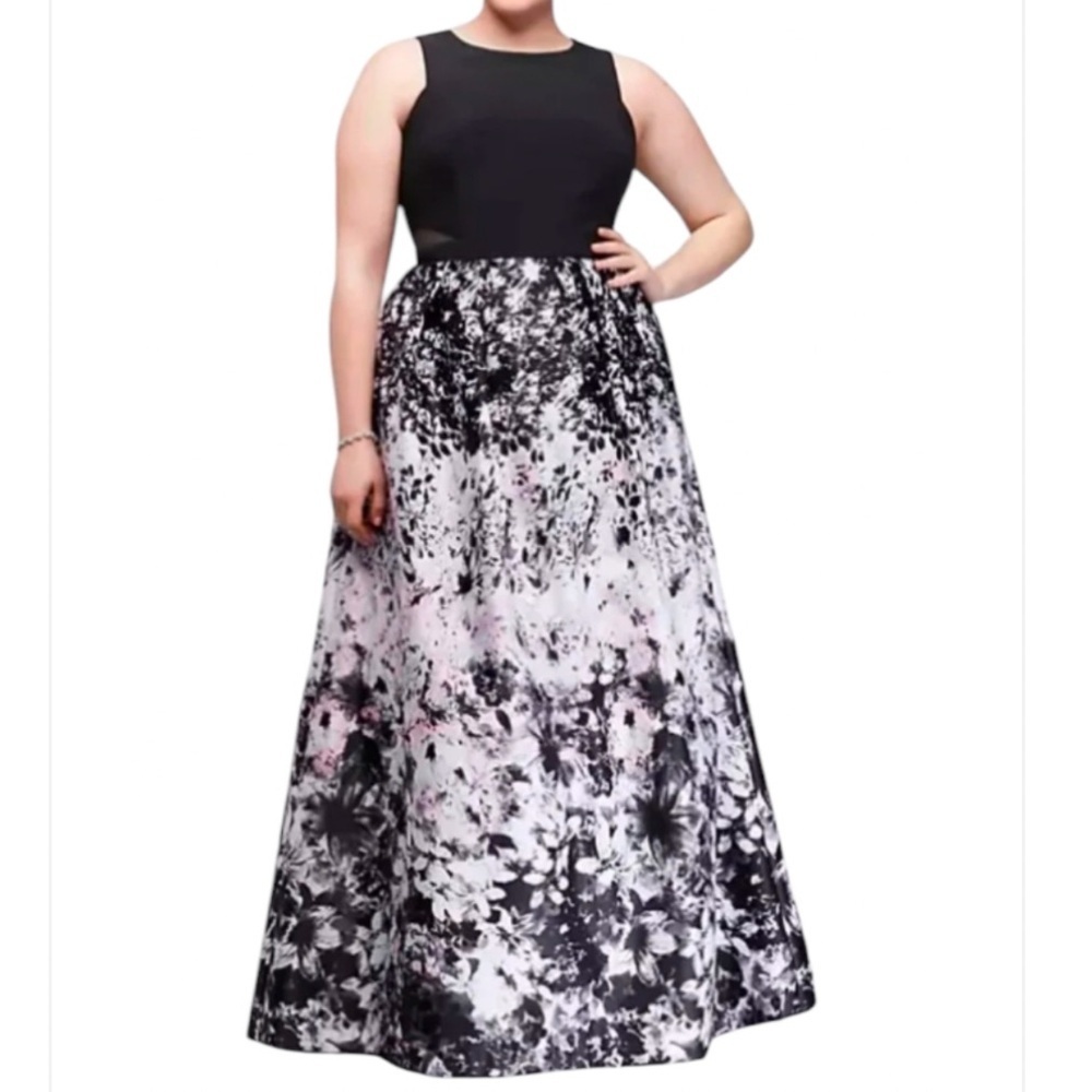 Xcape floral prom pockets maxi gown 16W